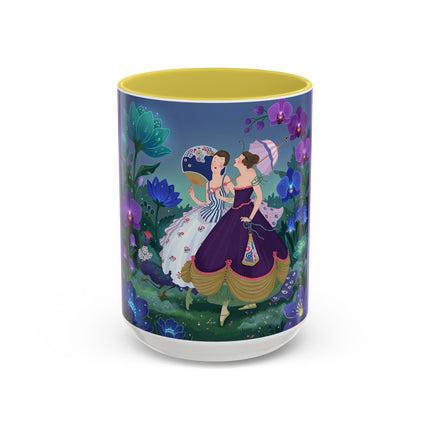 The Ladies Of The Moonlit Garden Colorful Mugs – Art Deco Floral Elegance