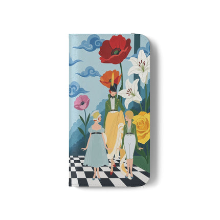 🌺♟️ The Ladies Of The Checkerboard Garden Flip Case – Art Deco Floral Fantasy