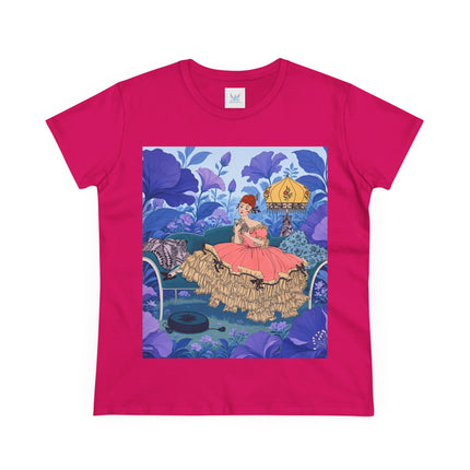 🌸🛋️ The Enchanted Garden Repose Cotton Tee – Art Deco Floral Whimsy