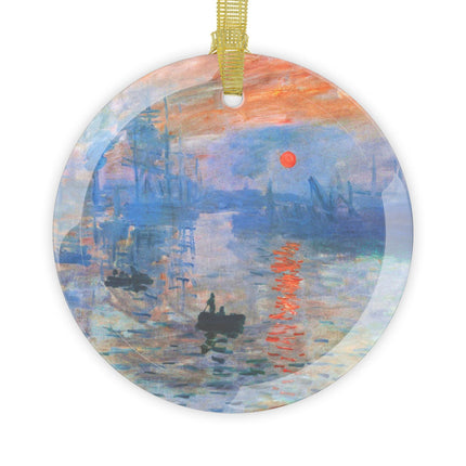 Sunrise by Claude Monet Glass Ornament
