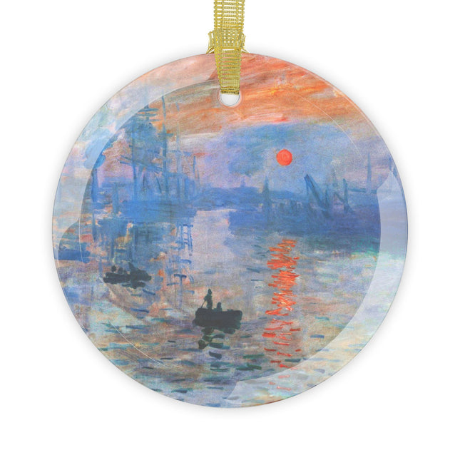 Sunrise by Claude Monet Glass Ornament