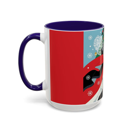 ❤️ The Lady Of The Crimson Scarf Colorful Mug – Art Deco Christmas Elegance
