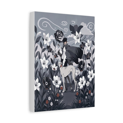 🖤🌸 The Greyhound Floral Promenade Placemat – Art Deco Monochrome Fashion