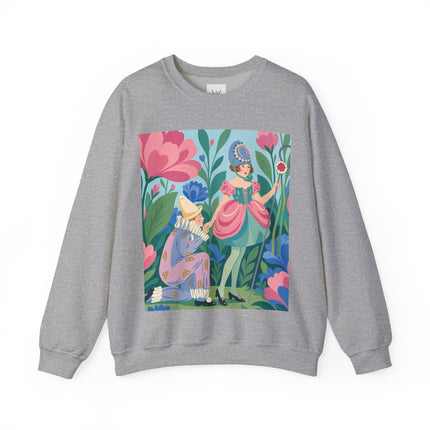 🌸🎭 The Garden Masquerade Crewneck Sweatshirt – Art Deco Floral Whimsy