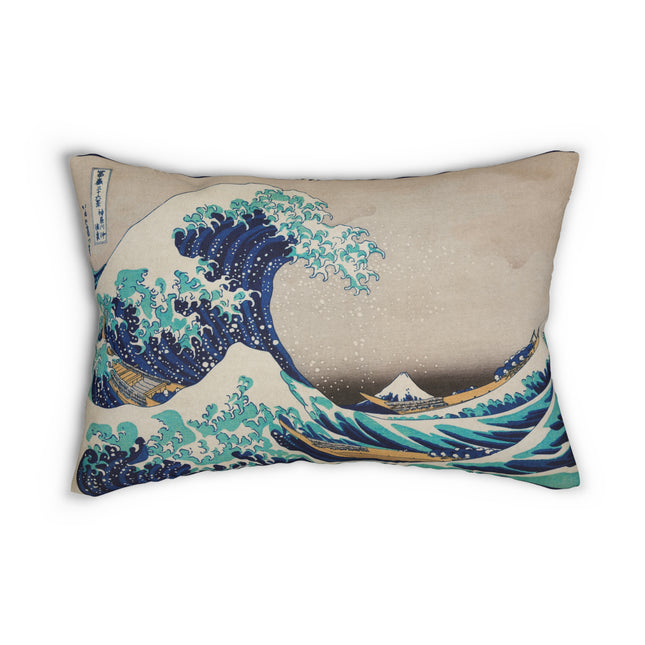 The Great Wave off Kanagawa by Katsushika Hokusai Spun Polyester Lumbar Pillow