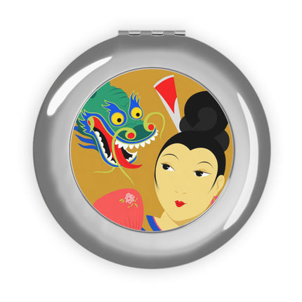 Dragon Fan Compact Mirror – Bold Chinese Fantasy & Elegant Strength