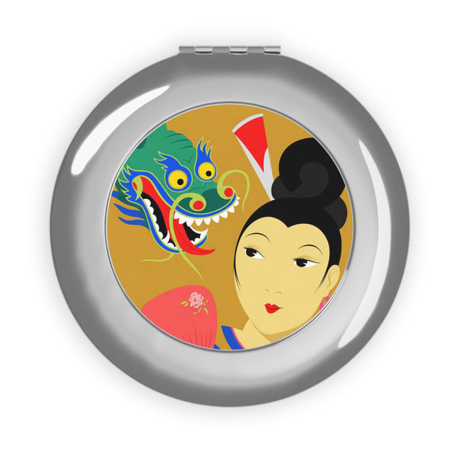 Dragon Fan Compact Mirror – Bold Chinese Fantasy & Elegant Strength
