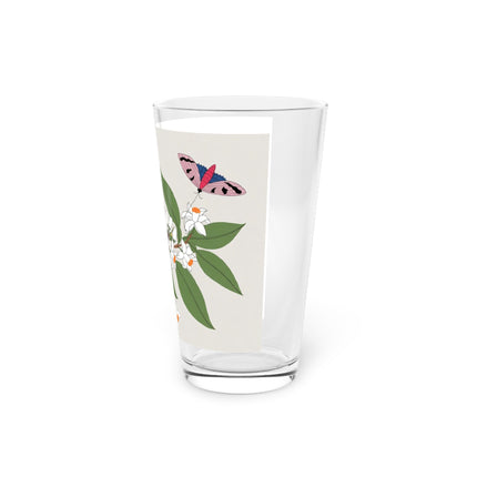 Blue Tit & Butterfly Pint Glass – Spring Harmony & Delicate Beauty