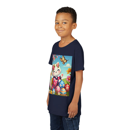 Easter Kitten and Painted Eggs Youth Short Sleeve Tee