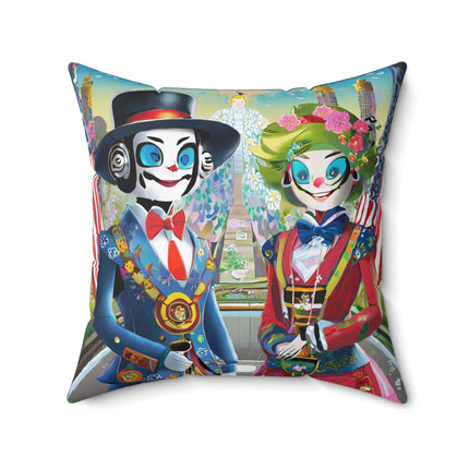 Cyber Punk Robots Spun Polyester Square Pillow