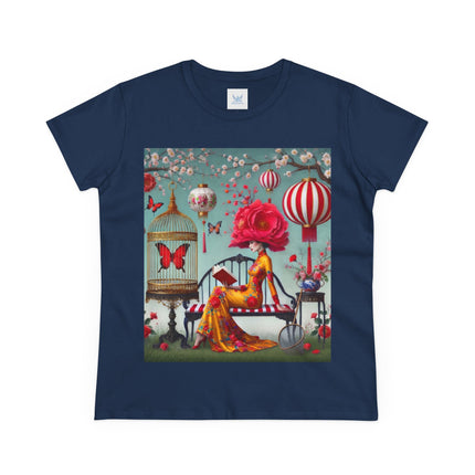 Reading In A Painted Garden Cotton Tee