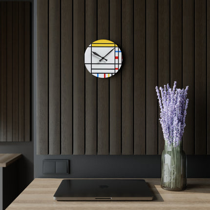 Place de la Concorde by Piet Mondrian Acrylic Wall Clock, Round and Square