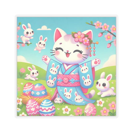 Springtime Kitten’s Easter Joy Kiss-Cut Stickers (4 Sizes)