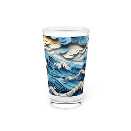 Dramatic Ocean with Crashing Waves Glass, 16oz