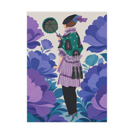 💜🌸 The Violet Garden Promenade Postcards With Envelopes – Art Deco Floral Fashion
