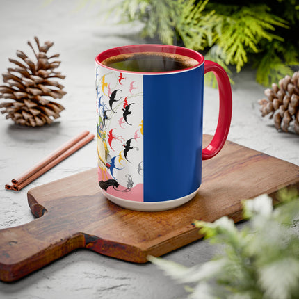 Flight of the Songbirds Colorful Mugs – Theatrical Whimsy & Colorful Harmony