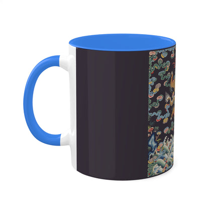 Rank Badge with Dragon with Deer Hooves Colorful Mugs, 11oz
