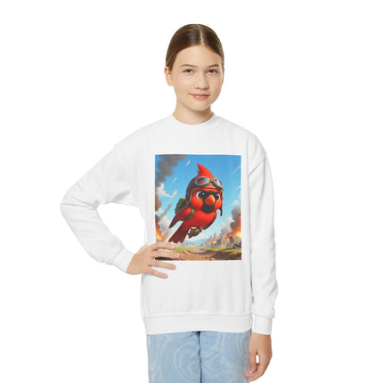 Cardinal Dive Bomber Youth Crewneck Sweatshirt – Action, Courage & High-Flying Adventure