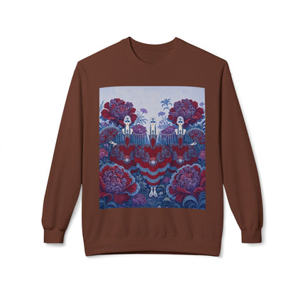 🎭🌺 The Enchanted Garden Masquerade Trio Midweight Crewneck Sweatshirt – Art Deco Floral Elegance