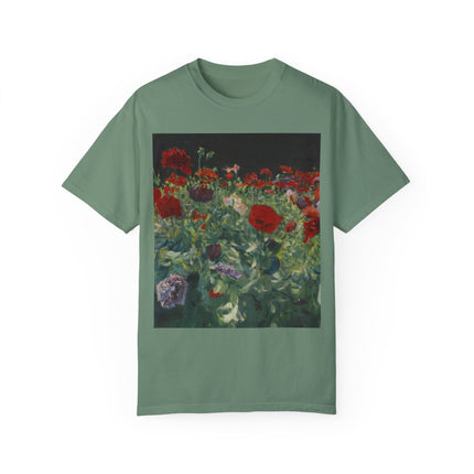 Poppies (A Study of Poppies for Carnation, Lily, Lily, Rose) by John Singer Sargent Unisex Garment-Dyed T-shirt