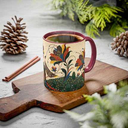 🌺🦋 The Enchanted Floral Voyage Colorful Mug – Art Deco Botanical Whimsy