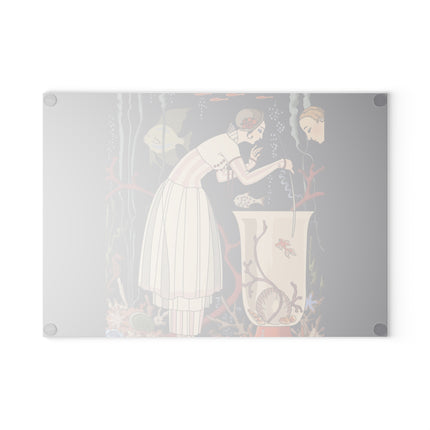 The Dazzling Little Fish by George Barbier Glass Cutting Board