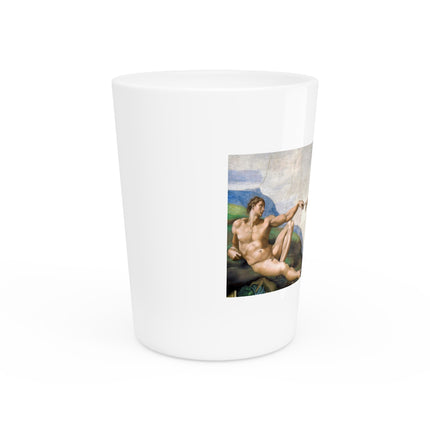 The Creation of Adam by Michelangelo Buonarroti Ceramic Shot Glass