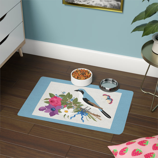 Blue Shrike Blossom Perch Pet Food Mat – Garden Guardian