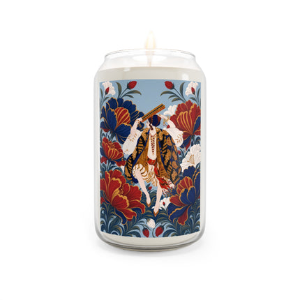 🎭🌺 The Golden Harlequin Garden Dancer Scented Soy Candle – Art Deco Floral Fantasy