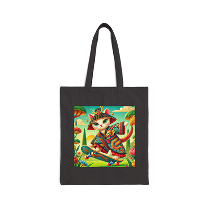 Dragon Dance on Wheels Cotton Canvas Tote Bag