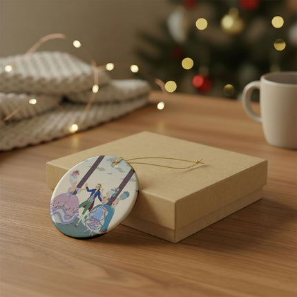 🎭🌸 Blindman’s Bluff Ceramic Ornament – Rococo Courtship Whimsy