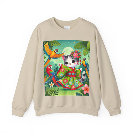 Parrot Dance of the Geisha Kitten Heavy Blend™ Crewneck Sweatshirt