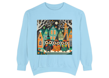 Night of the Trick-or-Treating Owlets Unisex Garment-Dyed Sweatshirt