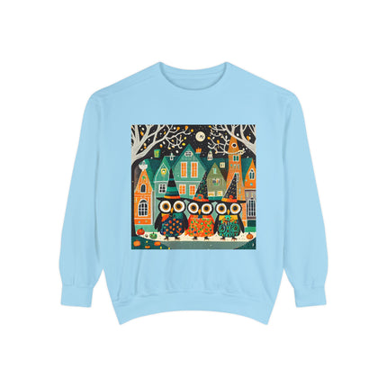 Night of the Trick-or-Treating Owlets Unisex Garment-Dyed Sweatshirt