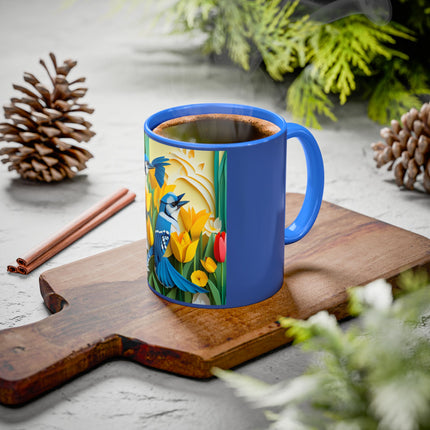 Blue Jays in a Spring Garden Colorful Mugs (11oz, 15oz)