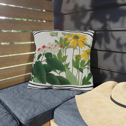 Clerodendrum & Rudbeckia Flower by Tanigami Kônan Outdoor Pillows