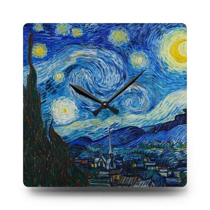 The Starry Night by Vincent Van Gogh Acrylic Wall Clock, Round and Square