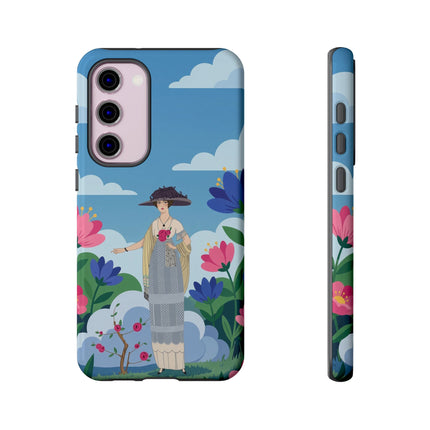 🌸🎩 The Lady Of The Grand Flower Garden Phone Case – Art Deco Fashion Illustration