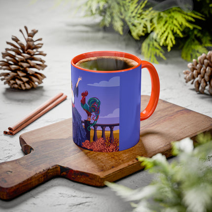 The Dawn Serenade Colorful Mug (11oz, 15oz) – Rooster Beauty, Morning Charm & Art Deco Elegance
