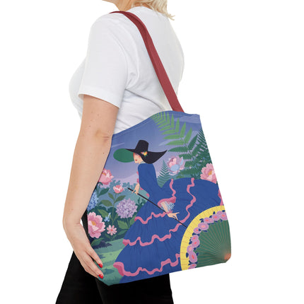 🌸💙 The Lady Of The Blue Garden Promenade Tote Bag – Art Deco Floral Fashion