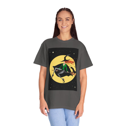 A Witch’s Moonlit Flight Unisex Garment-Dyed T-shirt