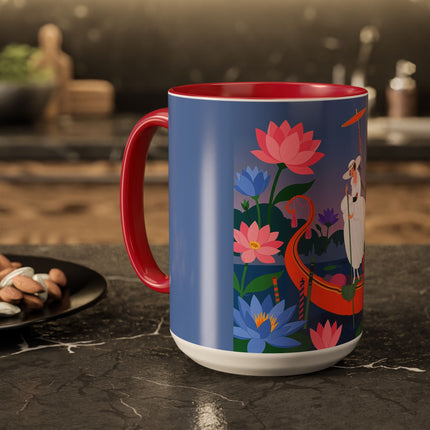 The Lady Of The Lotus Voyage Colorful Mugs – Art Deco Botanical Elegance
