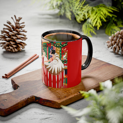 🎄💃 The Christmas Mirror Duet Colorful Mug – Art Deco Holiday Elegance