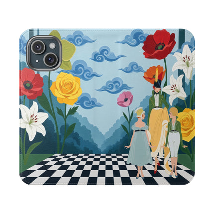 🌺♟️ The Ladies Of The Checkerboard Garden Flip Case – Art Deco Floral Fantasy