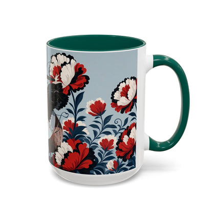 ❤️🌺 The Scarlet Blossom Dancer Colorful Mug – Art Deco Fashion Whimsy