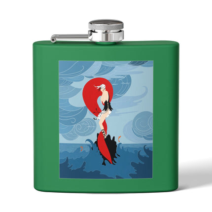 Siren of the Waves Stainless Steel Flask – Dramatic Sea Power & Bold Elegance