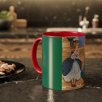 The Peacock's Admiration Colorful Mug (11oz, 15oz) – Rococo Elegance, Peacock Beauty & Garden Charm