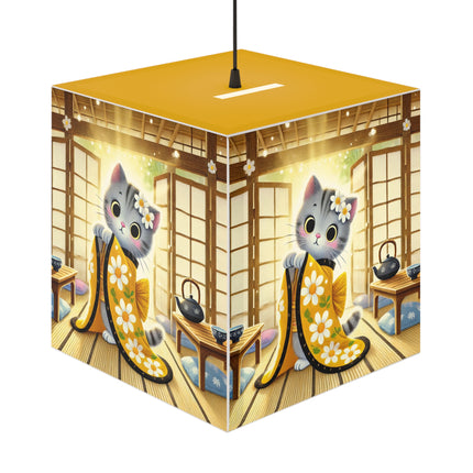 🐱🍵 Playful Kitten in the Tea Room Light Cube Lamp – Curious Charm & Cozy Whimsy