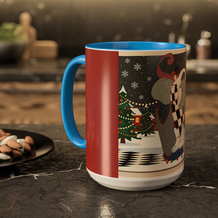 ❄️✨ The Winter Couture Promenade Colorful Mug – Art Deco Holiday Elegance