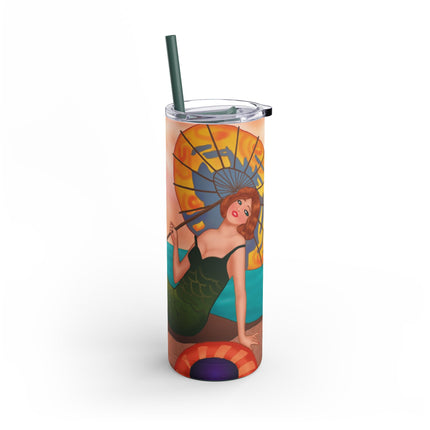 Mermaid with Parasol and Cupid by George Barbier Skinny Matte Tumbler, 20oz